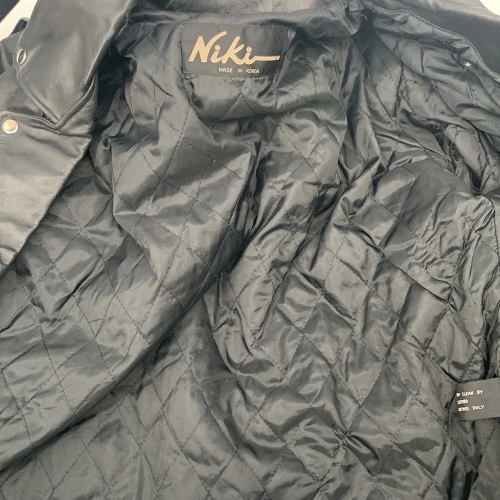 Niki Leather Jacket size XL Black Motorcycle jacket vintage - Picture 15 of 15